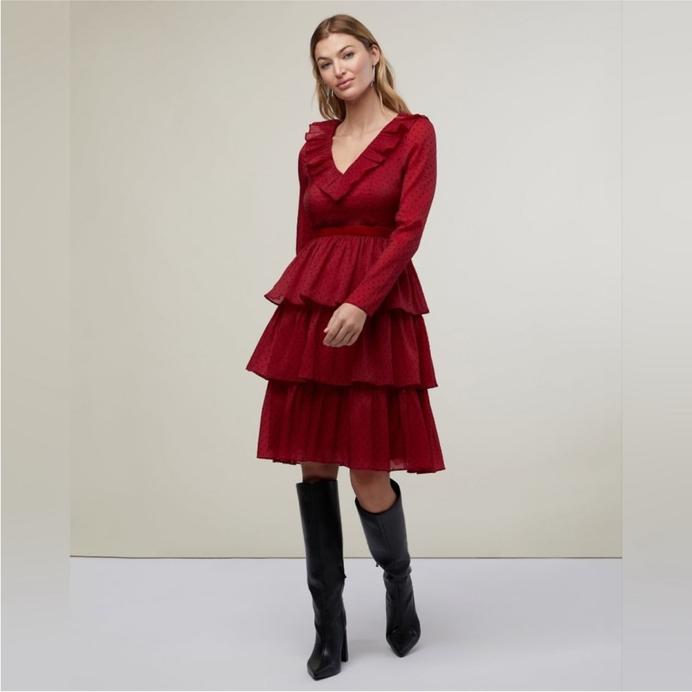 Rachel Parcell Red Layered Long Sleeve Dress